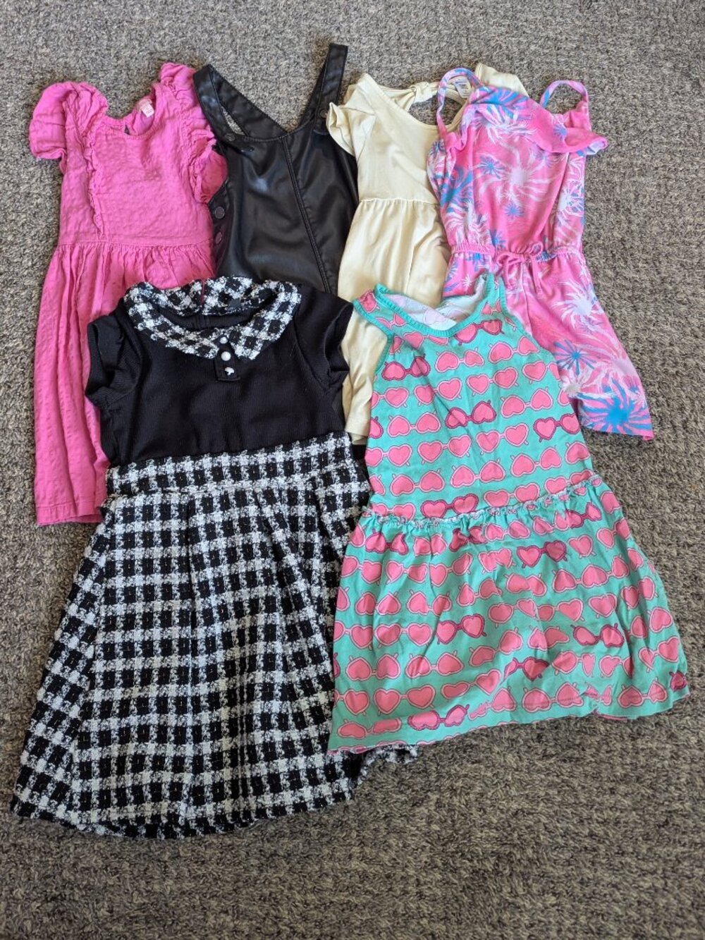 Lot of 6 Girls Dresses Romper Jumper Size 5